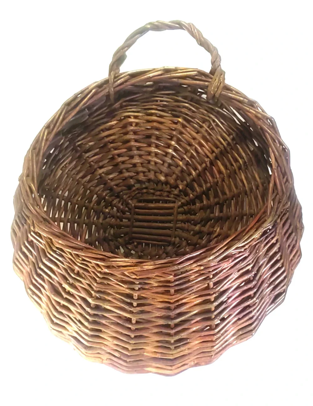 Wall Rattan Wicker Half Moon Basket Handle Plant Storage